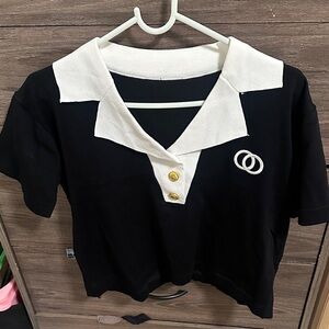Black and White Short Sleeve Polo Shirt